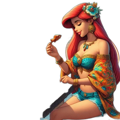 jewelry, fantasy art, concept art, 3d render, pixel art, woman, enjoys, meal transparent PNG cut-out