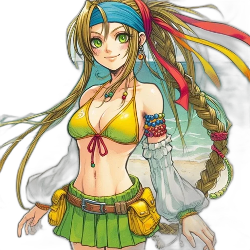 dress, staff, fantasy art, concept art, anime, pixel art, colorful, green transparent PNG cut-out