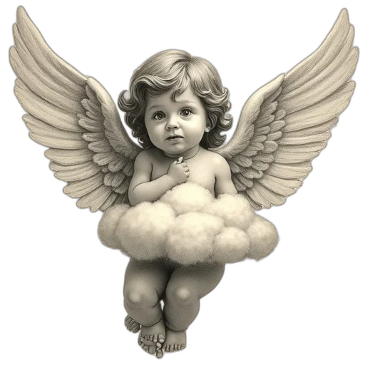photorealistic, 3d render, pencil sketch, fantasy art, detailed, pencil, sketch, cherubic transparent PNG cut-out