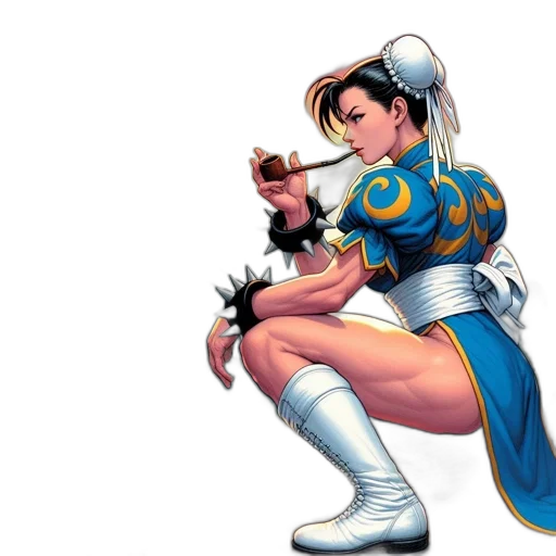 weapon, staff, comic book art, concept art, fantasy art, asian, woman, wears transparent PNG cut-out