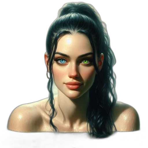 face, jewelry, crown, hair, fantasy art, photorealistic, oil painting, concept art transparent PNG cut-out