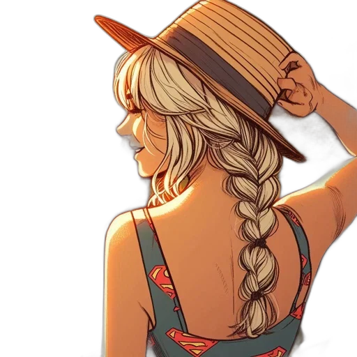 hat, dress, crown, hair, watercolor, anime, concept art, fantasy art transparent PNG cut-out