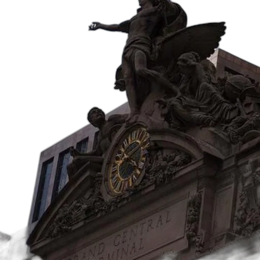 grand, clock, intricate, carvings, above, reading, central, terminal transparent PNG cut-out