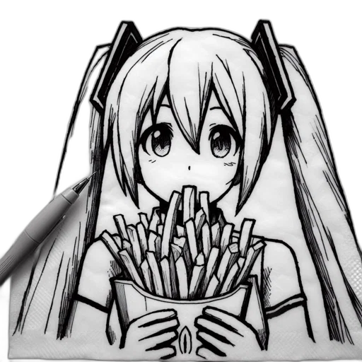 weapon, food, robot, creature, anime, cartoon, pencil sketch, concept art transparent PNG cut-out