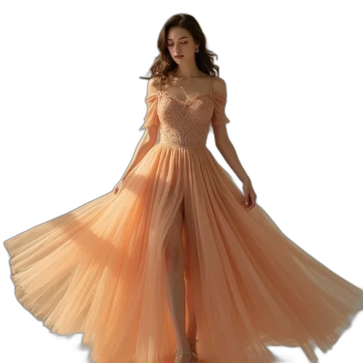 dress, 3d render, photorealistic, golden transparent PNG cut-out