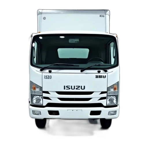 photorealistic, 3d render, concept art, cartoon, white, isuzu, truck, parked transparent PNG cut-out
