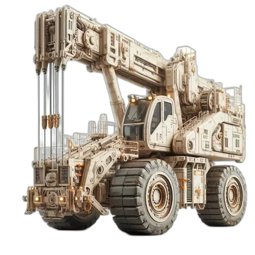 robot, 3d render, concept art, meticulously, detailed, steampunk, crane, lifter transparent PNG cut-out