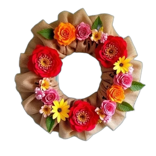 flower, crown, jewelry, earth tones, easy, burlap, wreath, make transparent PNG cut-out