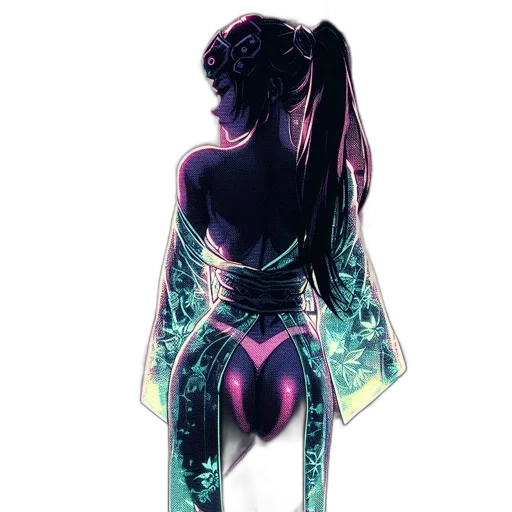 dress, jacket, robot, creature, cyberpunk, concept art, comic book art, vaporwave transparent PNG cut-out