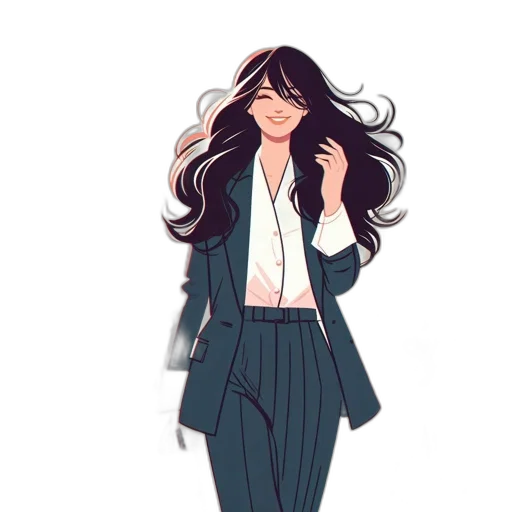 jacket, dress, staff, hair, cartoon, concept art, pixel art, anime transparent PNG cut-out