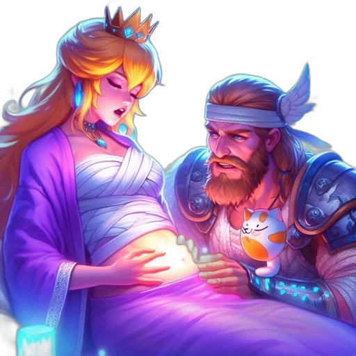 crown, fantasy art, concept art, vaporwave, pixel art, neon lights, fire, night transparent PNG cut-out