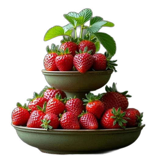 food, crown, photorealistic, 3d render, three, tiered, strawberry, planter transparent PNG cut-out
