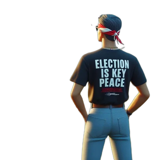 jacket, concept art, 3d render, figure, election, key, peace, t-shirt transparent PNG cut-out