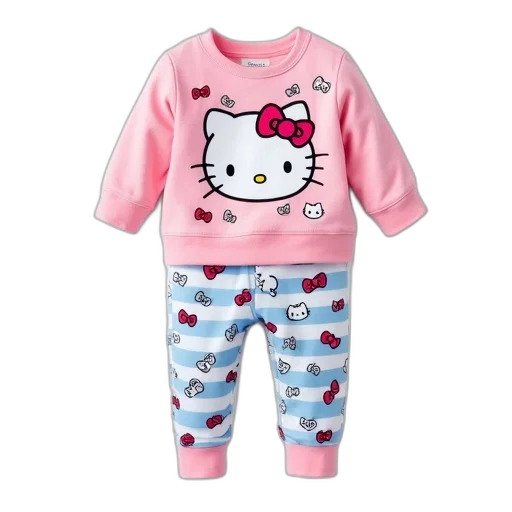 pair, baby, clothes, hello, kitty, design, outfit, consists transparent PNG cut-out