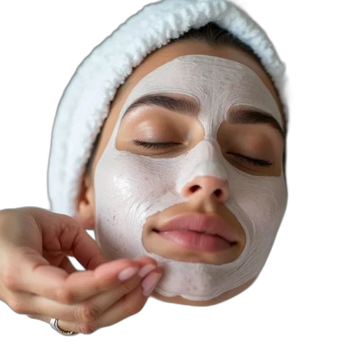 mask, face, photorealistic, woman, applying, beauty, saloon, photo transparent PNG cut-out