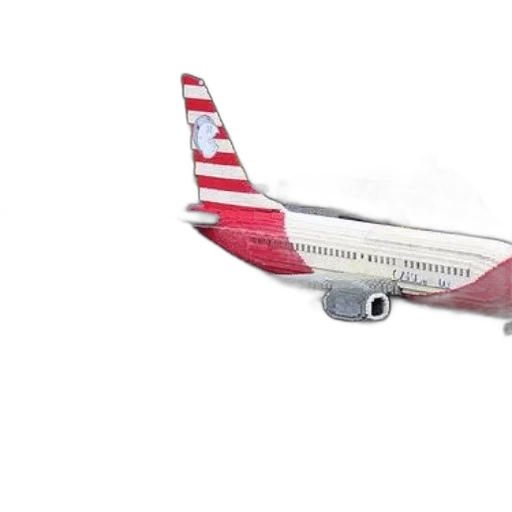 3d render, photorealistic, concept art, lego, airplane, red, white, stripes transparent PNG cut-out