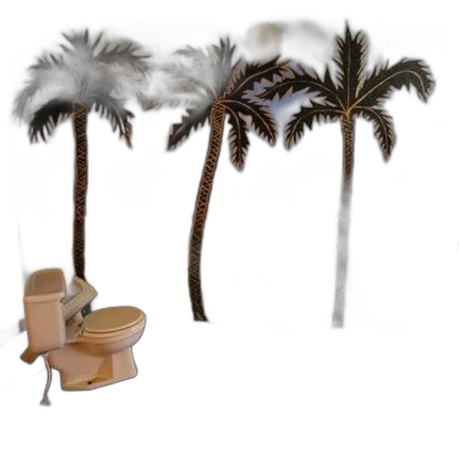 furniture, umbrella, tree, staff, concept art, 3d render, photorealistic, vaporwave transparent PNG cut-out