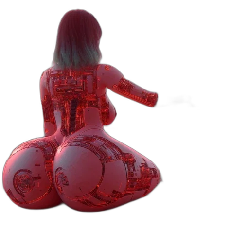 robot, 3d render, concept art, photorealistic, cyberpunk, outer space, red, future transparent PNG cut-out