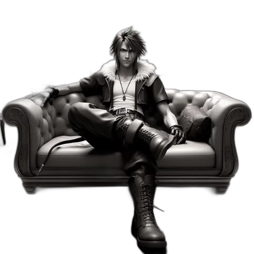 furniture, jacket, concept art, photorealistic, 3d render, fantasy art, man, spiky transparent PNG cut-out