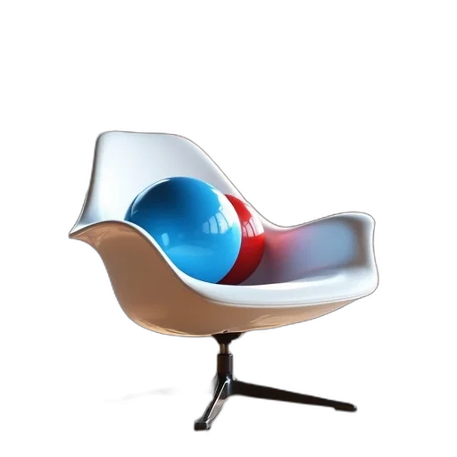furniture, hair, 3d render, photorealistic, concept art, modern, white, chair transparent PNG cut-out