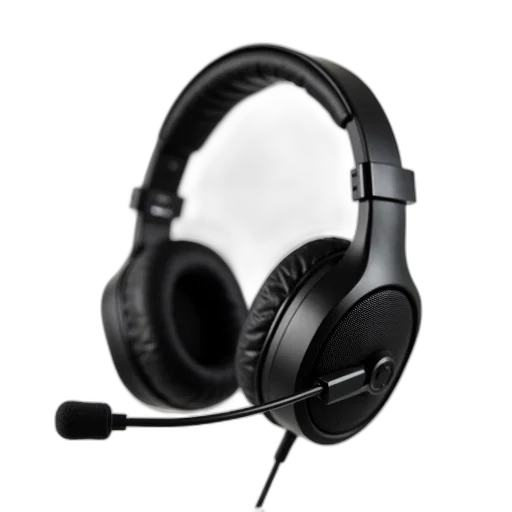 3d render, black, gaming, headset, microphone, displayed, against, white transparent PNG cut-out