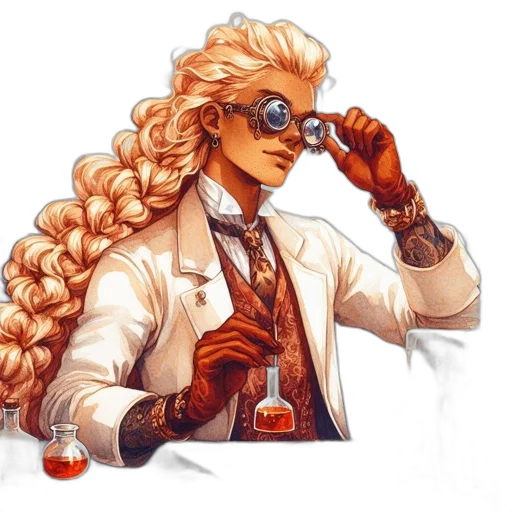 staff, jacket, hair, concept art, comic book art, cyberpunk, fantasy art, red transparent PNG cut-out