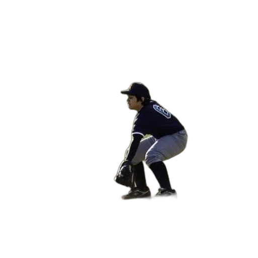 creature, staff, robot, baseball, player, blue, uniform, crouching transparent PNG cut-out
