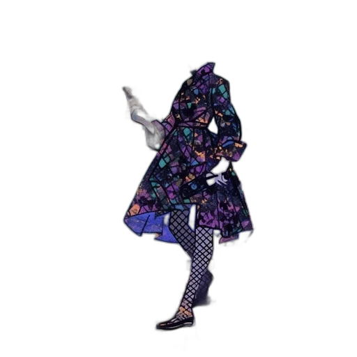 jacket, dress, umbrella, shoes, concept art, 3d render, cyberpunk, pixel art transparent PNG cut-out