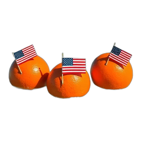 food, weapon, 3d render, three, oranges, american, flag, them transparent PNG cut-out