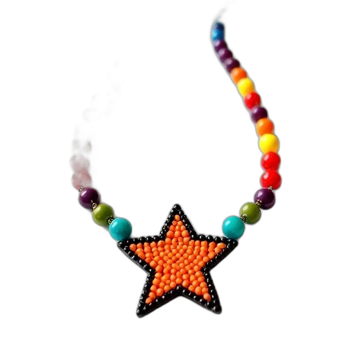 jewelry, staff, crown, 3d render, colorful, beaded, necklace, star-shaped transparent PNG cut-out