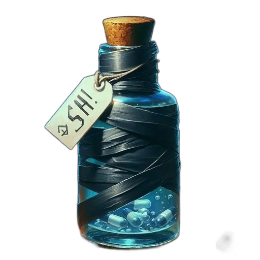 bottle, dress, crown, jacket, concept art, watercolor, 3d render, pixel art transparent PNG cut-out