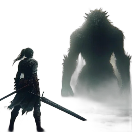 creature, sword, dragon, animal, concept art, fantasy art, 3d render, fog transparent PNG cut-out