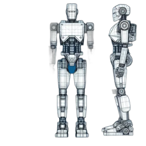 robot, concept art, 3d render, pixel art, cyberpunk, detailed, blueprint, humanoid transparent PNG cut-out