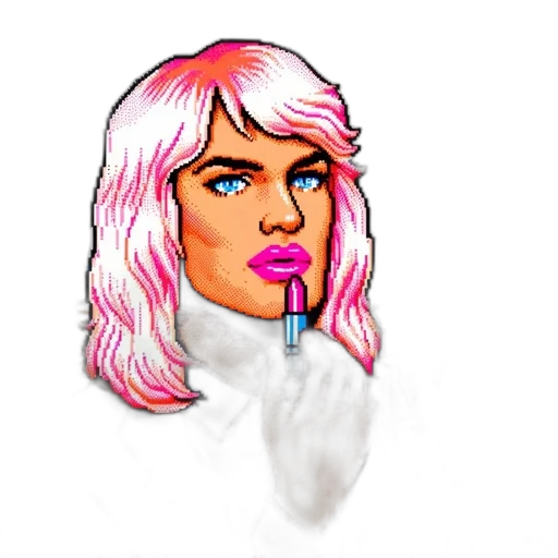 face, vaporwave, pixel art, concept art, comic book art, neon lights, fire, pastel transparent PNG cut-out