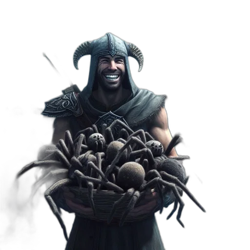 weapon, staff, creature, mask, concept art, fantasy art, comic book art, 3d render transparent PNG cut-out