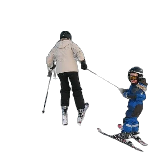 3d render, concept art, snow, child, blue, snowsuit, skiing, adult transparent PNG cut-out