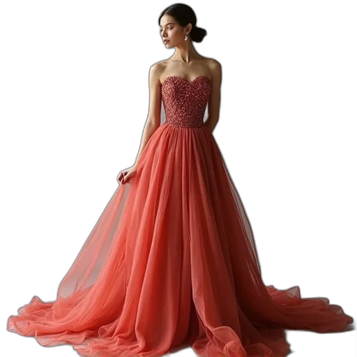 dress, photorealistic, red, colorful transparent PNG cut-out