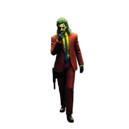 staff, mask, creature, jacket, concept art, 3d render, pixel art, comic book art transparent PNG cut-out