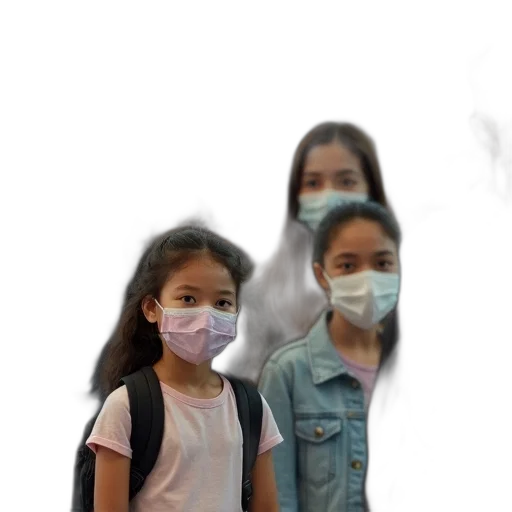 mask, vaporwave, 3d render, photorealistic, fog, pastel, group, people transparent PNG cut-out