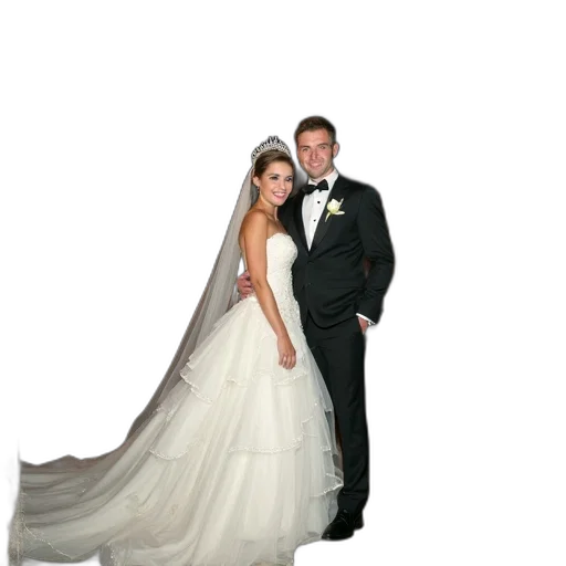 dress, photorealistic, bride, groom, posing, wedding, photo, city transparent PNG cut-out