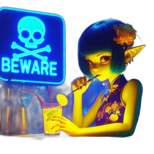 jewelry, concept art, 3d render, cyberpunk, vaporwave, neon lights, neon, female transparent PNG cut-out