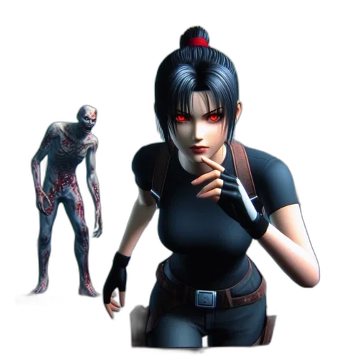 mask, concept art, 3d render, cyberpunk, comic book art, red, dark, woman transparent PNG cut-out