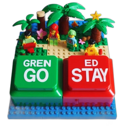 3d render, forest, beach, green, scene, displays, lego, creation transparent PNG cut-out