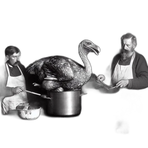 food, animal, concept art, photorealistic, fire, two, men, one transparent PNG cut-out
