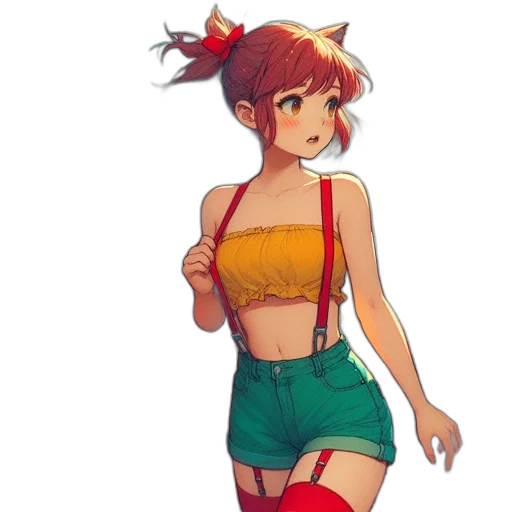 dress, staff, concept art, pixel art, anime, fantasy art, red, colorful transparent PNG cut-out