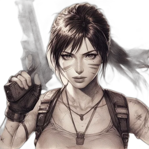 weapon, concept art, comic book art, fantasy art, photorealistic, intensely, expressive, female transparent PNG cut-out