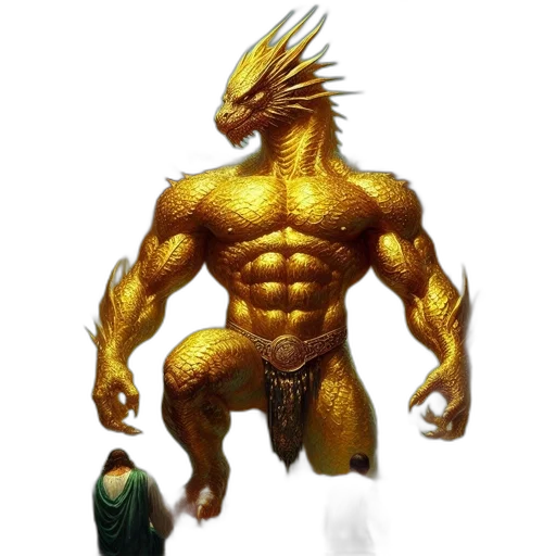 dragon, creature, animal, fantasy art, concept art, pixel art, comic book art, golden transparent PNG cut-out