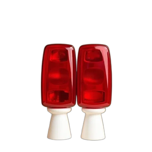 shoes, furniture, 3d render, red, two, taillights, displayed, white transparent PNG cut-out