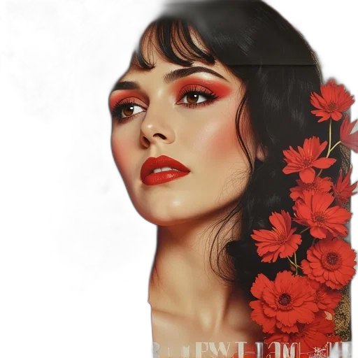 flower, crown, face, photorealistic transparent PNG cut-out