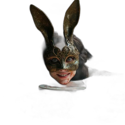 mask, animal, creature, hat, photorealistic, 3d render, concept art, woman transparent PNG cut-out